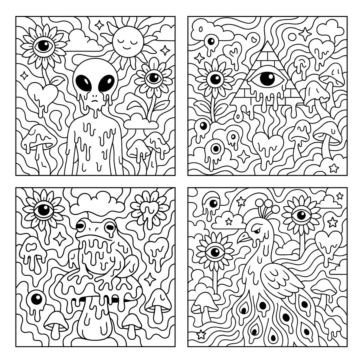 Surreal Black and White Coloring Page
