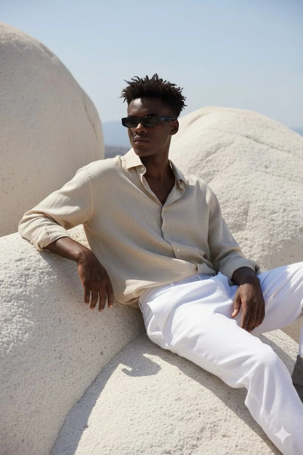 Sitting on a huge smooth white rock formation