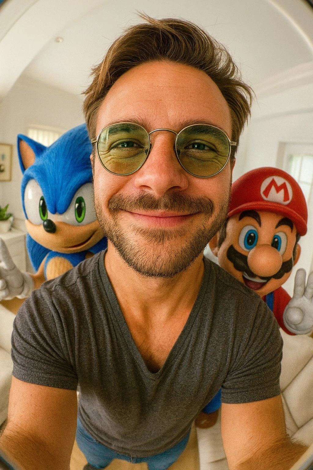 Group photo with Sonic and Mario