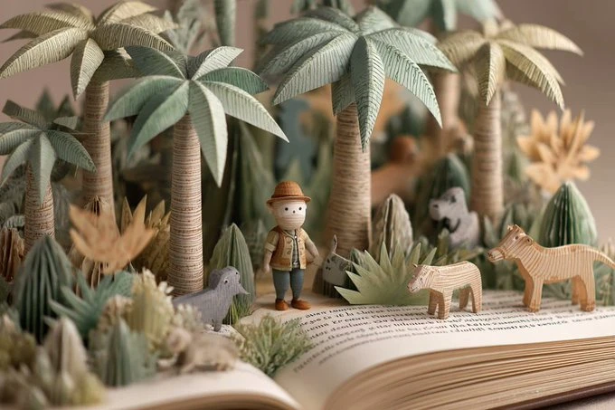 3D pop-up book illustration